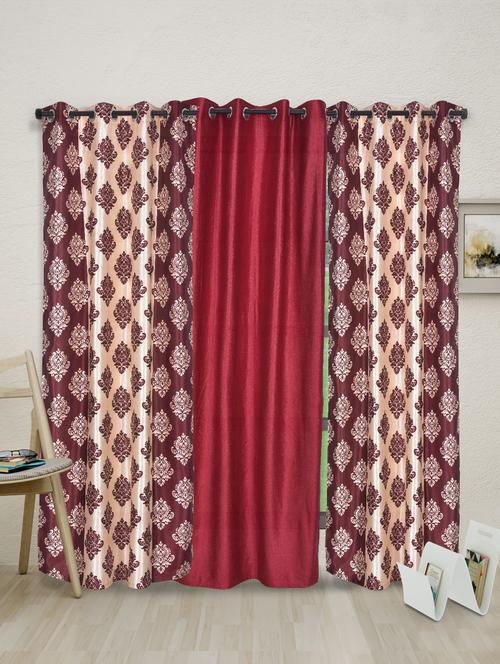 red polyester set of 3 curtains - 1085414 - Very Small Image - 1