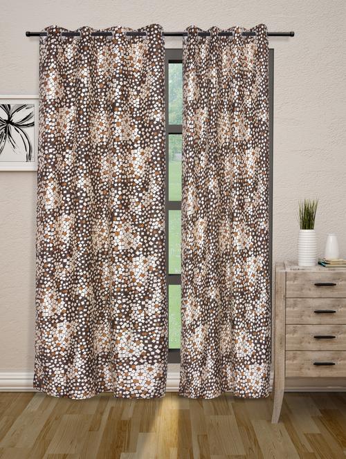 brown galaxy mix polyester set of 2 curtain - 1085463 - Very Small Image - 1