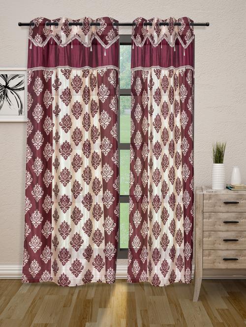 red polyester set of 2 curtain - 1085469 - Very Small Image - 1
