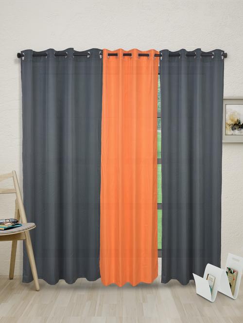 orange plain bonanza set of 3 curtains - 1085489 - Very Small Image - 1