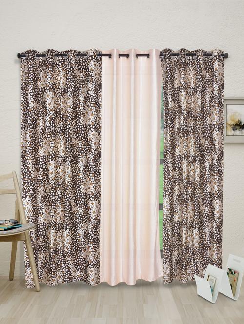 brown galaxy mix polyester set of 3 curtains - 1085501 - Very Small Image - 1