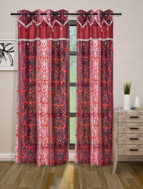 red polyester set of 2 curtains - 1085515 - Very Small Image - 1