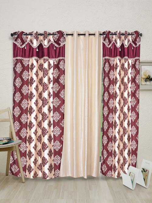 red polyester set of 3 curtains - 1085545 - Very Small Image - 1
