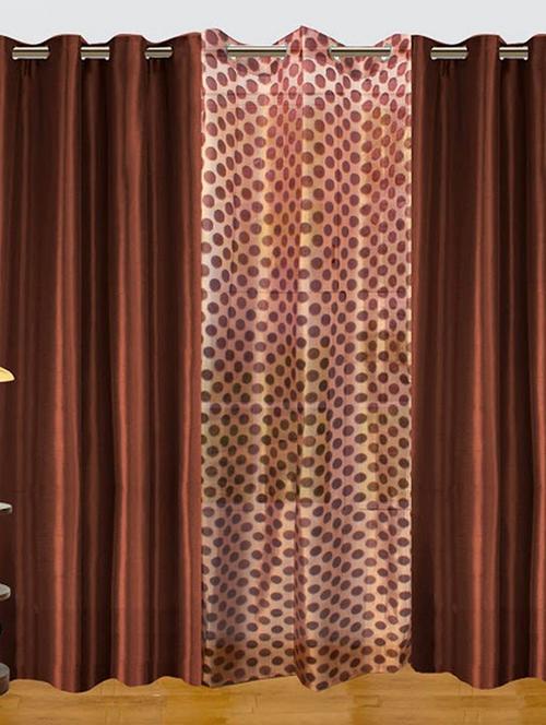 dekor world zari circle sheer solid mix curtain-set of 3 - 1085562 - Very Small Image - 1