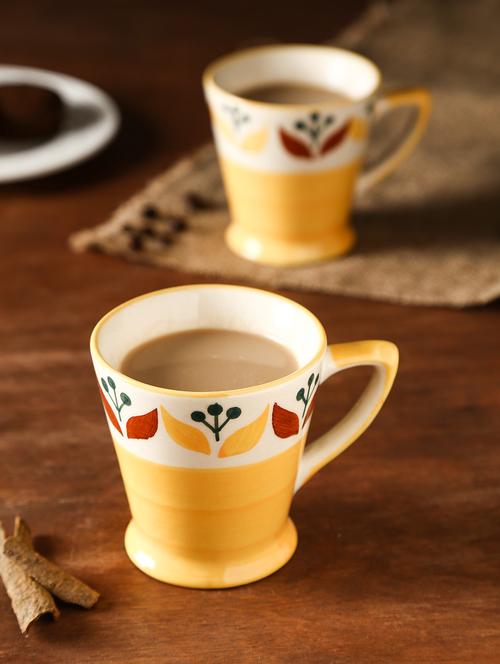 yellow handpainted tea cups set of 6 - 10855672 - Very Small Image - 1