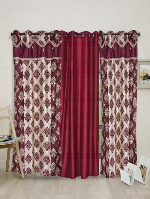 red polyester set of 3 curtains - 1085589 - Very Small Image - 1