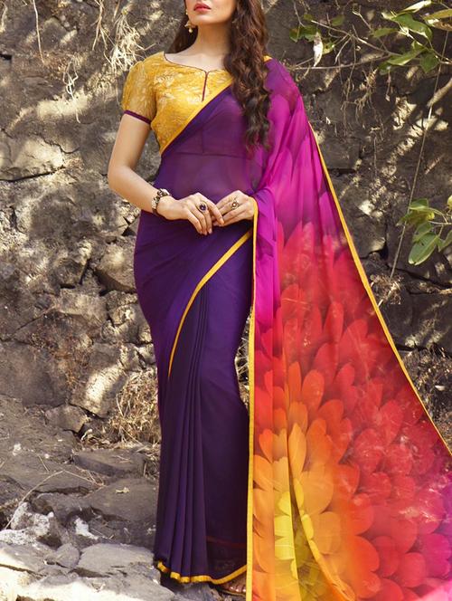 multicolor georgette saree - 10855893 - Very Small Image - 1
