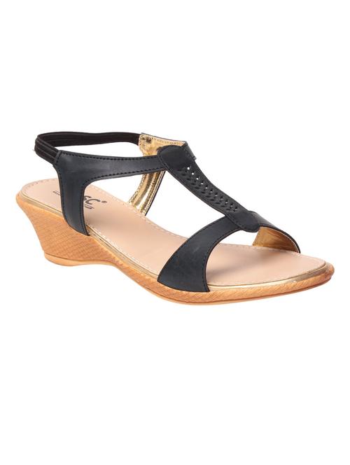 black leatherette wedge - 10859219 - Very Small Image - 1