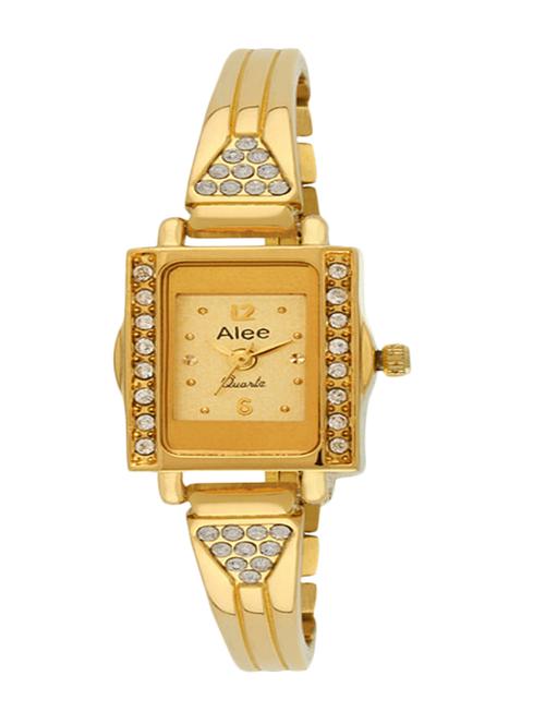 golden square dail analog studded wrist watch - 10866331 - Very Small Image - 1