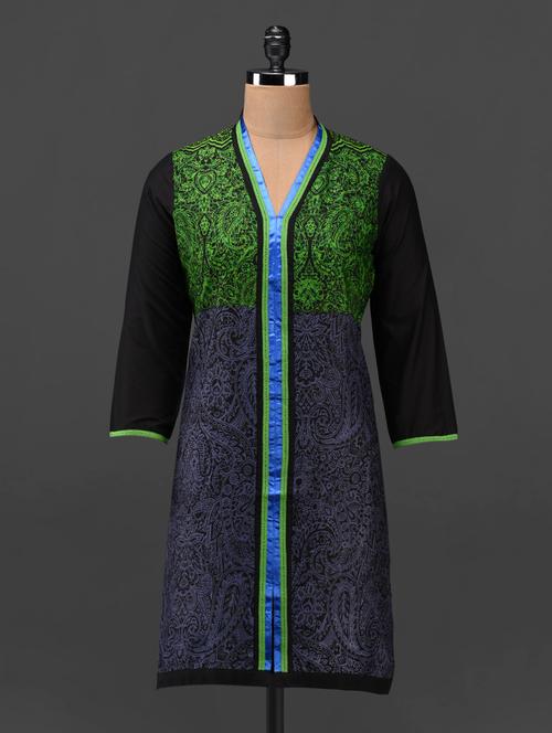 multi colored cotton straight kurta - 1086835 - Very Small Image - 1