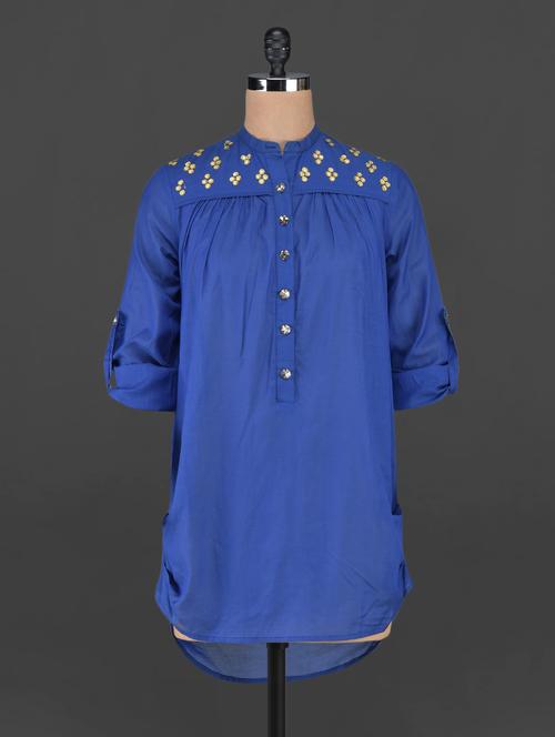 royal blue high-low embellished tunic - 1086916 - Very Small Image - 1