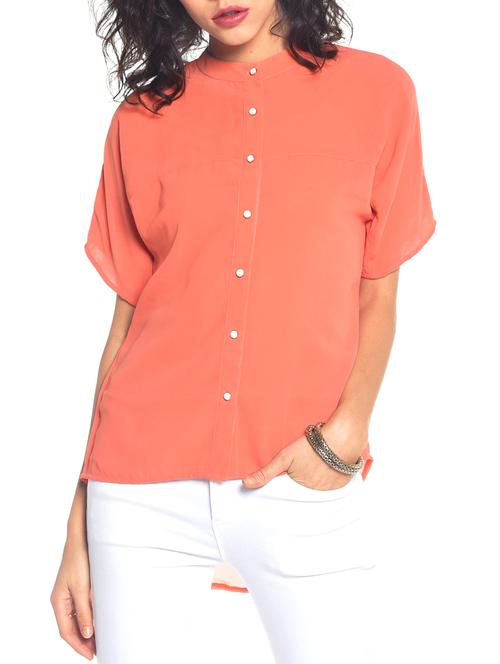 mock neck high low shirt - 10874786 - Very Small Image - 1