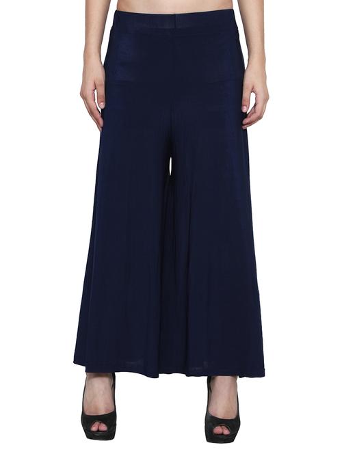 navy blue poly spandex palazzos - 10874889 - Very Small Image - 1