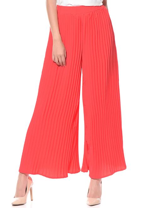 orange crepe palazzos - 10882581 - Very Small Image - 1