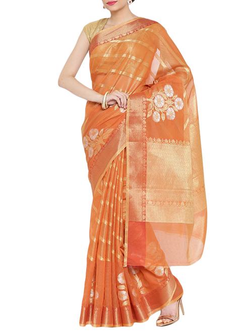 yellow color tissue blend woven saree - 10883620 - Very Small Image - 1