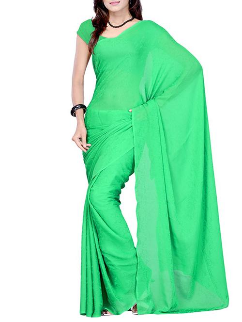 lime green georgette saree - 10884314 - Very Small Image - 1