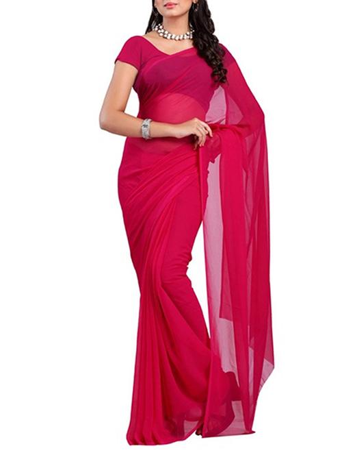 tomato georgette saree - 10884328 - Very Small Image - 1