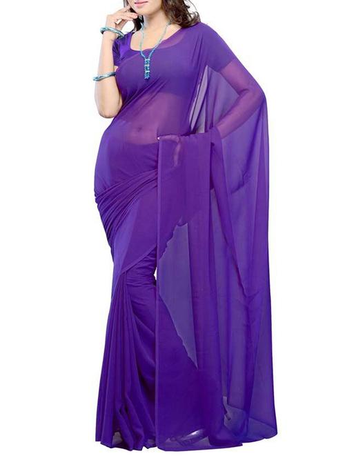 dark violet georgette saree - 10884335 - Very Small Image - 1