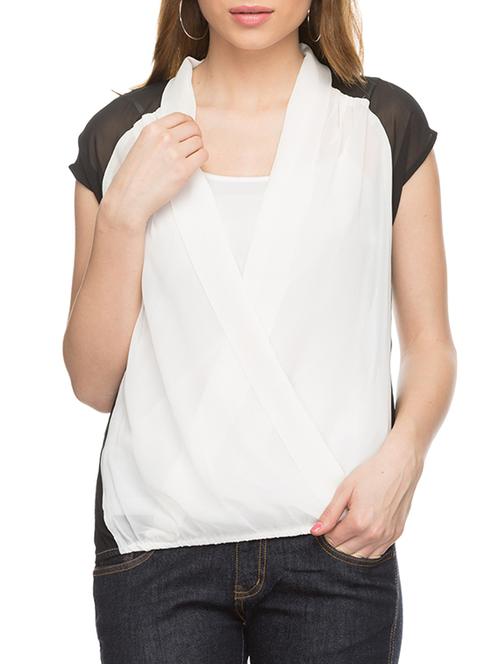 white poly georgette others top - 10885170 - Very Small Image - 1