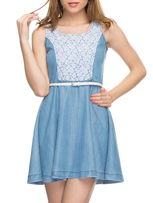 blue cotton aline dress - 10885216 - Very Small Image - 1