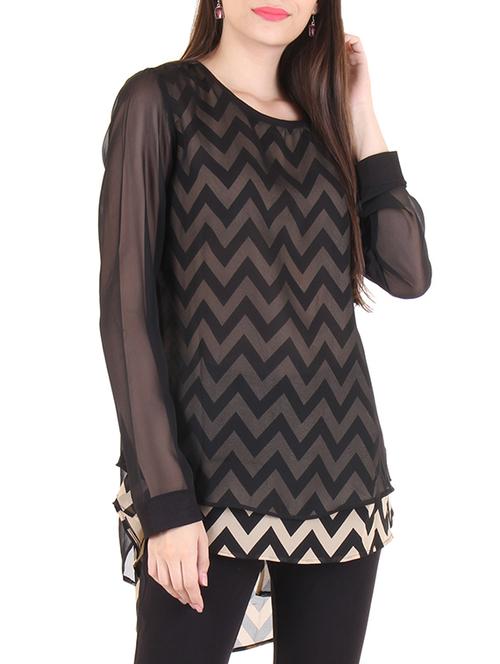 chevron high low layered top - 10888159 - Very Small Image - 1