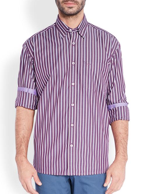 dark maroon cotton casual shirt - 10888751 - Very Small Image - 1