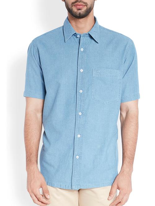 light indigo cotton casual shirt - 10888777 - Very Small Image - 1