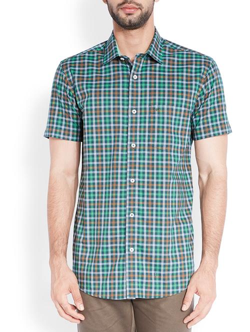 dark green cotton casual shirt - 10888797 - Very Small Image - 1