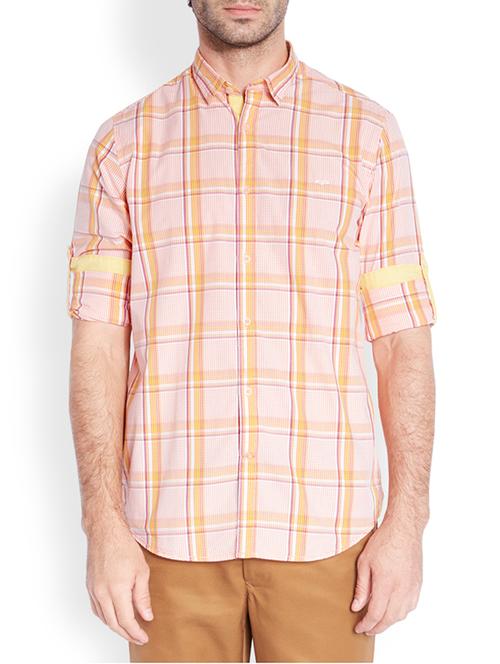 peach cotton casual shirt - 10888885 - Very Small Image - 1
