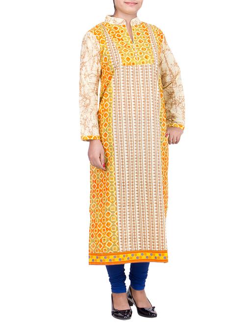 yellow cotton kurta - 10890934 - Very Small Image - 1