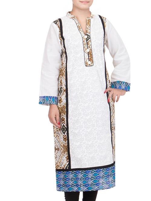 grey,white cotton kurta - 10890937 - Very Small Image - 1