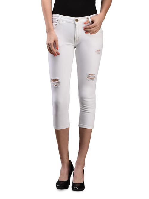 distressed white denim capris - 1089201 - Very Small Image - 1