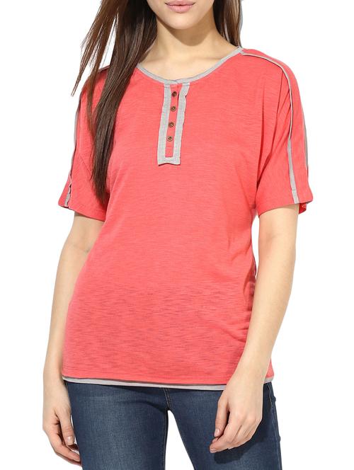 coral poly cotton tee - 10895248 - Very Small Image - 1