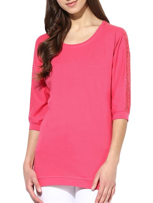 pink cotton lycra tee - 10895269 - Very Small Image - 1
