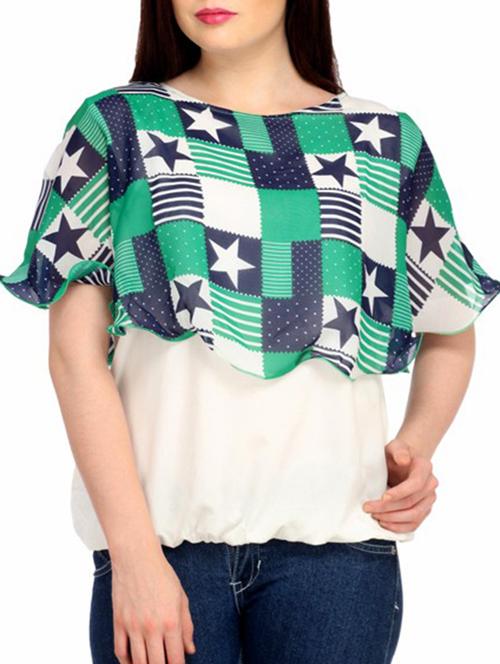 Multicolor poly spandex top - 10897900 - Very Small Image - 1