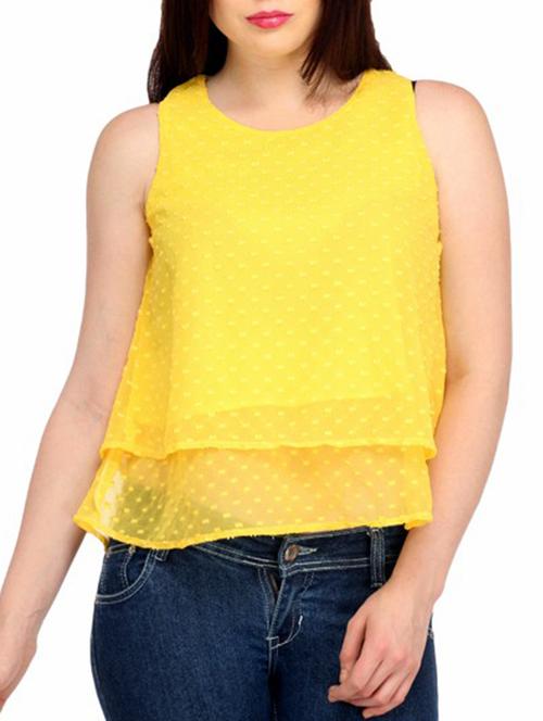 Yellow Net Sheer Top - 10897937 - Very Small Image - 1