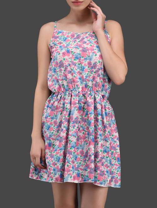 Floral Print elastic waist Strappy Dress - 1089840 - Very Small Image - 1