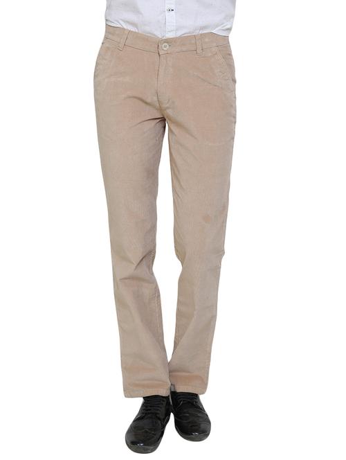 light khaki cotton casual trousers - 10898679 - Very Small Image - 1