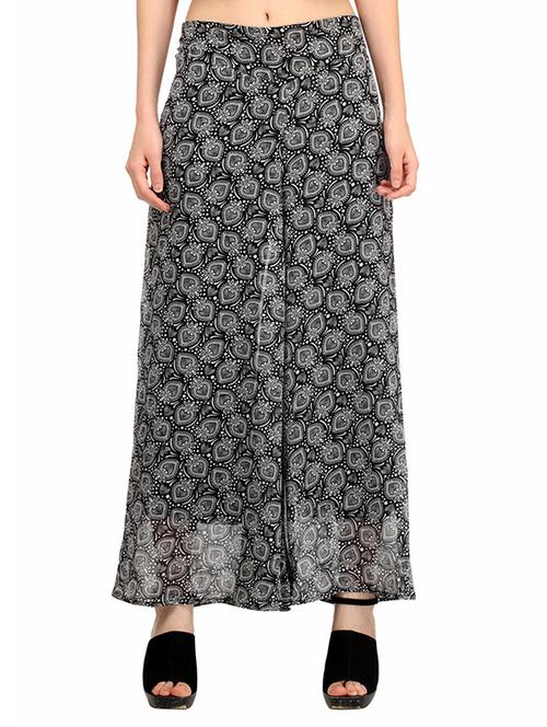 black georgette printed palazzo - 10903049 - Very Small Image - 1