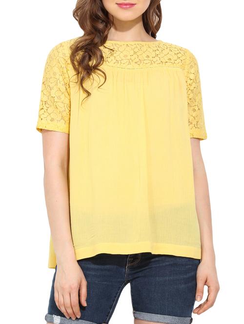 yellow crepe regular top - 10906705 - Very Small Image - 1