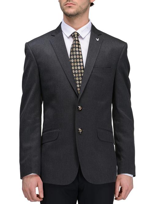 grey wool & polyester blend casual blazer - 10907100 - Very Small Image - 1