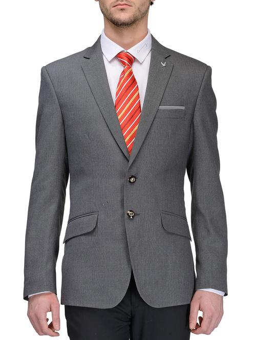 grey wool & polyester blend casual blazer - 10907107 - Very Small Image - 1