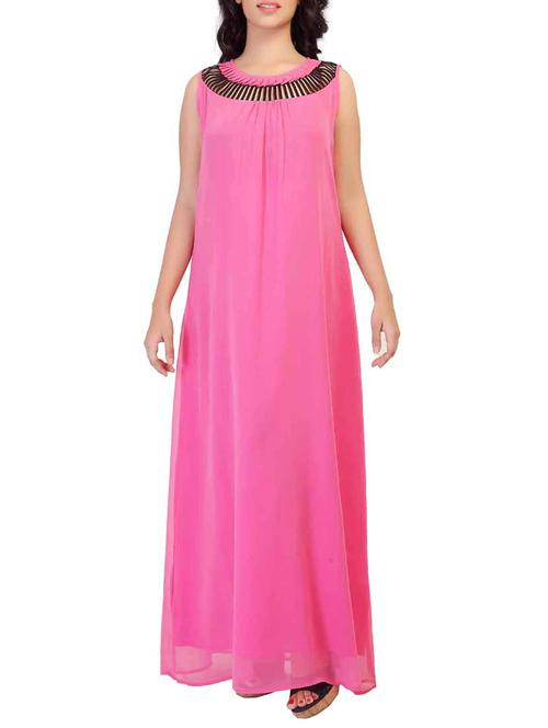 pink georgette dress - 10907346 - Very Small Image - 1