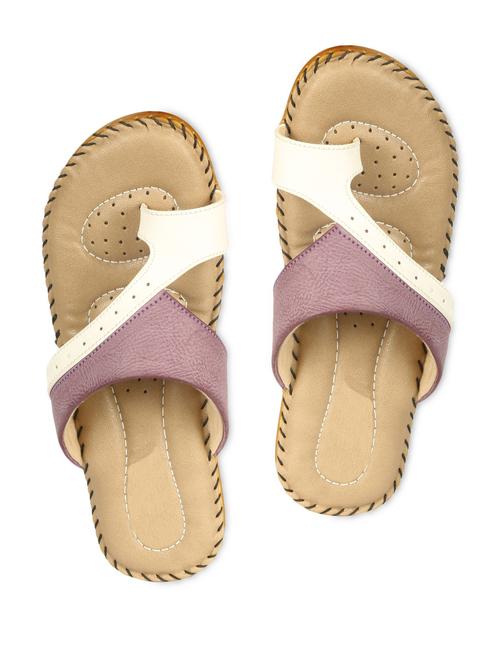 dual tone strap leatherette slippers - 1090925 - Very Small Image - 1