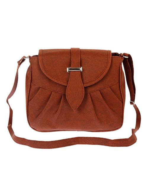 tan leatherette (pu) sling bag - 10910136 - Very Small Image - 1