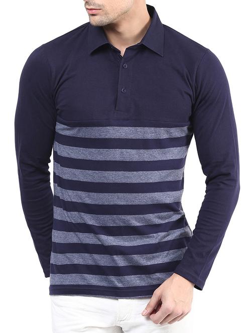 navy blue cotton polo t-shirt - 10910320 - Very Small Image - 1