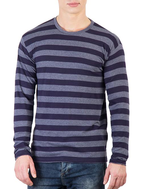 navy blue cotton striped t-shirt - 10910407 - Very Small Image - 1