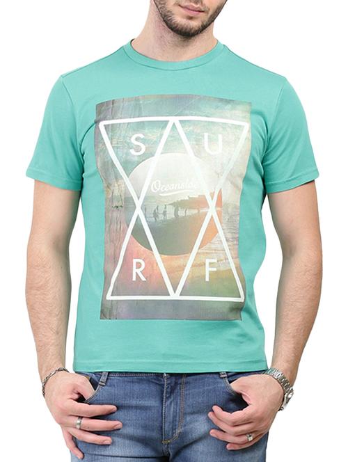 blue cotton front print t-shirt - 10914819 - Very Small Image - 1