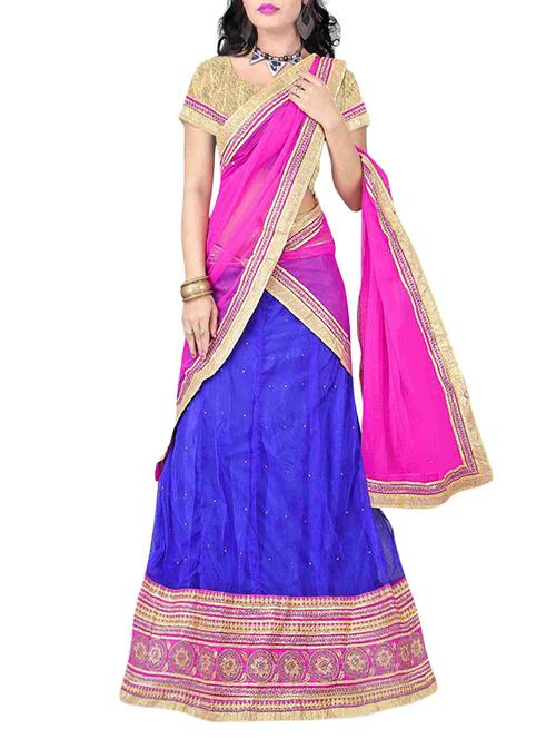 blue silk blend lehenga - 10918153 - Very Small Image - 1
