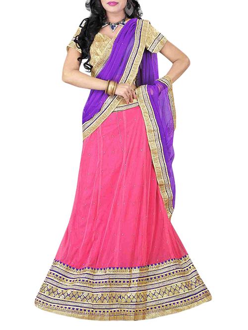 pink silk blend lehenga - 10918155 - Very Small Image - 1